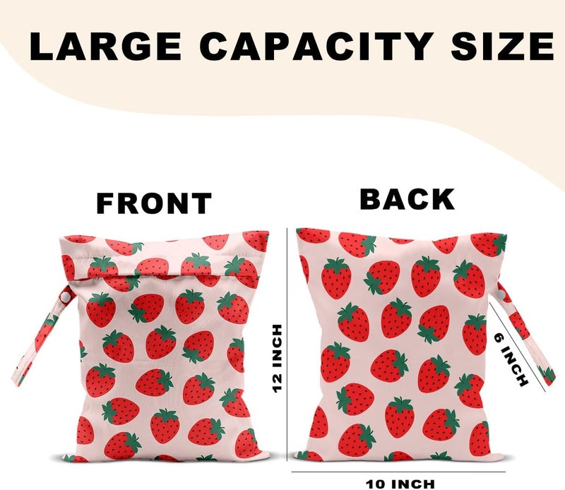 CQM Summer Fruits Wet Bags 12x10 Inch, Strawberry Waterproof Travel Laundry Bags, Reusable Wet Dry Bag for Swimsuit Beach Diapers Dirty Yoga Gym Clothes, Travel Gifts for Women Friend - Image 2